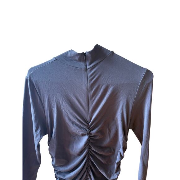 NWT Susana Monaco MOCK neck GATHERED LONG SLEEVE Java midi dress small - Picture 6 of 8